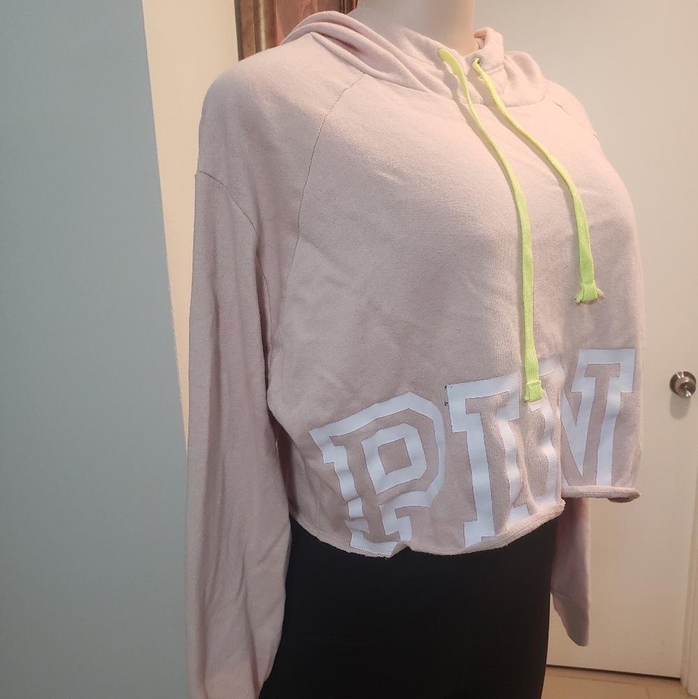 PINK Victoria’s Secret Dusty Pink Cropped Hoodie - Picture 3 of 10